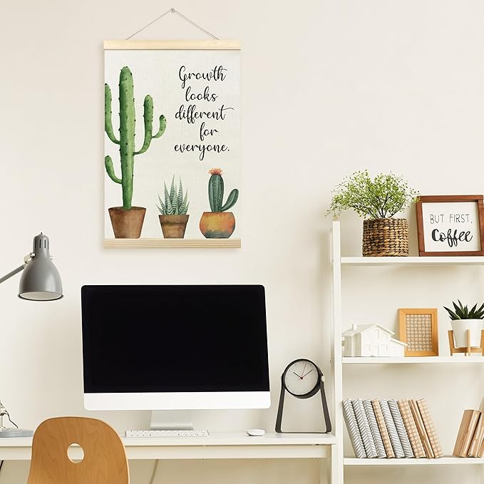 TLESKE Mental Health Cactus Poster Hanger Frame, Motivational Inspirational Hanging Wall Art Decor Framed for Therapy Counseling Office, Growth Looks Different for Everyone Wall Prints Picture, 16x24