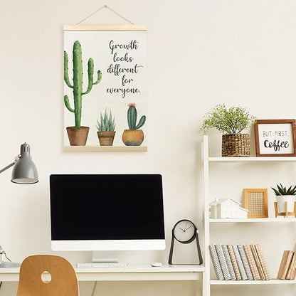 TLESKE Mental Health Cactus Poster Hanger Frame, Motivational Inspirational Hanging Wall Art Decor Framed for Therapy Counseling Office, Growth Looks Different for Everyone Wall Prints Picture, 16x24