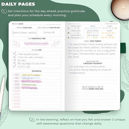 Clever Fox Self-Care Journal Pocket – Daily Reflection Notebook – Mental Health & Personal Development Planner, Meditation & Mood Log (Forest Green)