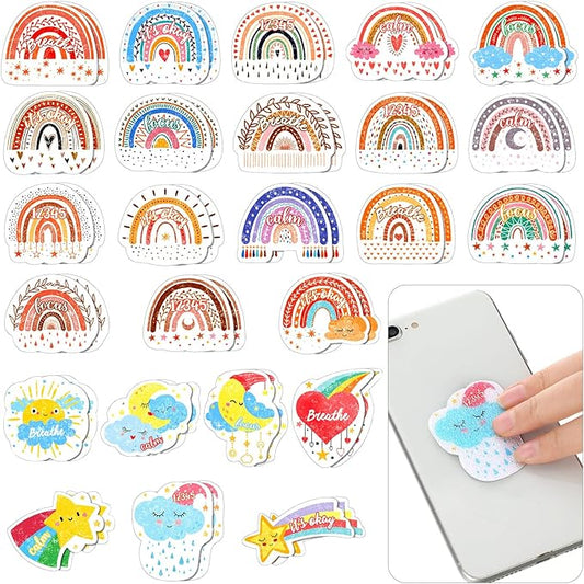 Crtiin 50 Pieces Anxiety Sensory Stickers for Anxiety Relief Items Mental Health Stickers Fidget Textured Strips for Office Classroom Desk Relieve Adult Stress