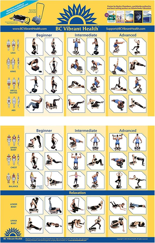 Full Body Vibration Poster Whole Body Vibration Plate Exercise Chart Workout Poster for Vibration Plate Exercise Machine