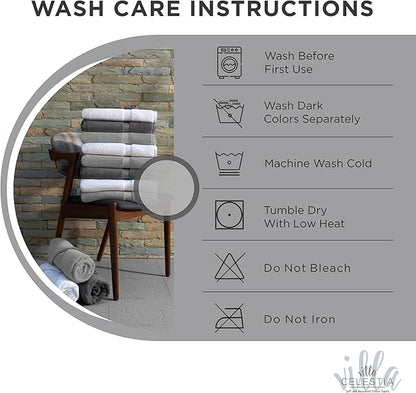 100% Combed Cotton Bathroom Towel Set of 10-2 Bath Towels, 4 Hand Towels, 4 Wash Cloths, Sustainable, Soft, Highly Absorbent 10 Piece Cotton Bath Towel Set Ideal for Hotels, Spa, Bathroom, Dorm, White