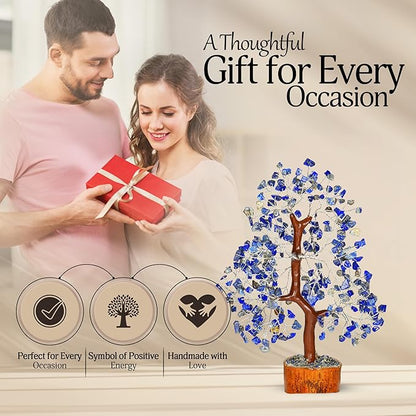 Lapis Lazuli Chakra Tree - Crystal Tree, Money Tree, Chakra Tree of Life, Healing Stone, Gemstones and Crystals, Crystal Tree for Positive Energy