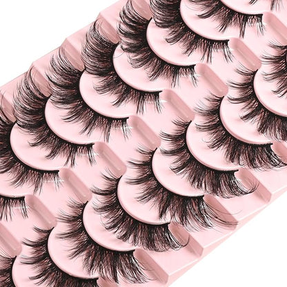 FARRED Natural Lashes Wispy False Eyelashes Fake Cat Eye Lashes Pack 10 Pairs Natural Look Lash Strips Fluffy Mink Eyelash Full Strip Lashes (C2 | 8-16MM)