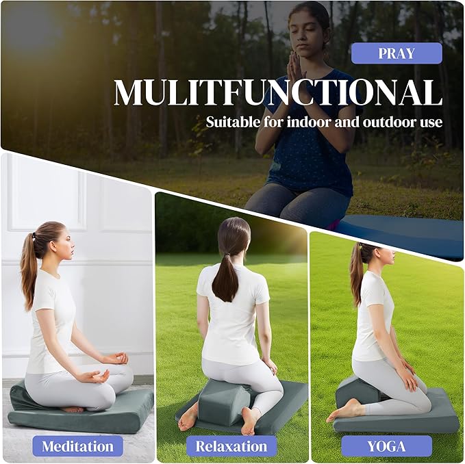 HOMBYS Adjustable Meditation Cushion Set, Thickened Foam Yoga Pillow for Floor Sitting with Hip & Knee Support, Ergonomic Wedge Floor Cushion for Meditation & Mindfulness