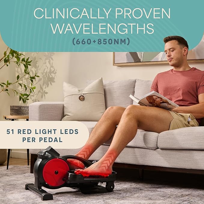 Lifepro Under Desk Elliptical Exercise Machine with or without Red Light, Seated Pedal Exerciser for Seniors & Adults, Quiet Elliptical Machine for Home or Office, Portable Leg Exerciser While Sitting