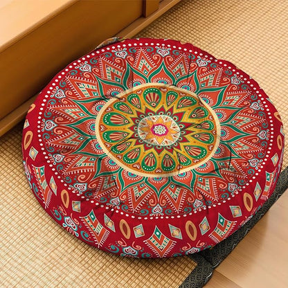 Mandala Meditation Cushion, Boho Meditation Mat, Meditation Pillows for Sitting on Floor, Cushions for Sitting in Home and Outdoor, Round Floor Pillows Cushion Seating for Yoga 22'' X 22''