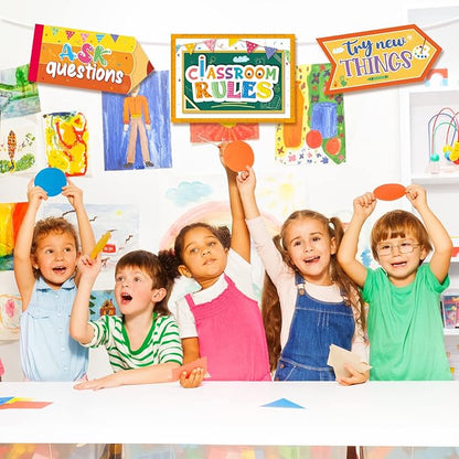 Epakh 20 Pieces Party Decorations Welcome Sign Decorations Sign for Birthday Baby Shower Party Supplies(Classroom Rules)