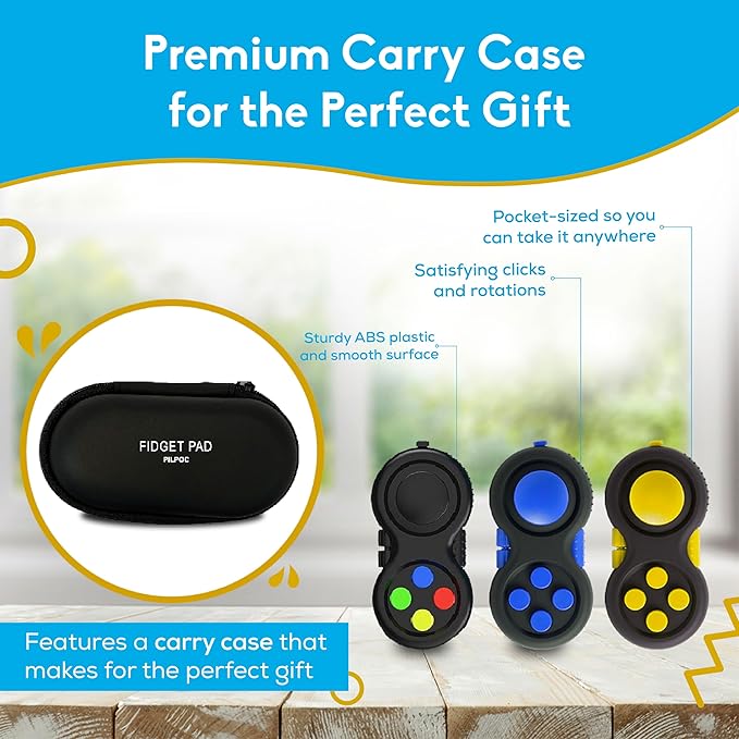 PILPOC Fidget Pad, Fidget Controller Toy for Highly Increased Focus, Reduced Stress & Anxiety, Enhances Productivity & Calms Nerves for ADHD, Remote Control Sensory Play for Kids (Black)