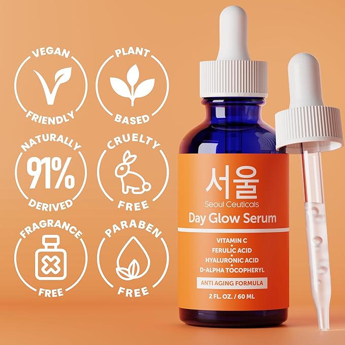 SeoulCeuticals Large 2oz Korean 20% Vitamin C Hyaluronic Acid Serum + CE Ferulic Acid - Potent Anti Aging, Anti Wrinkle K Beauty