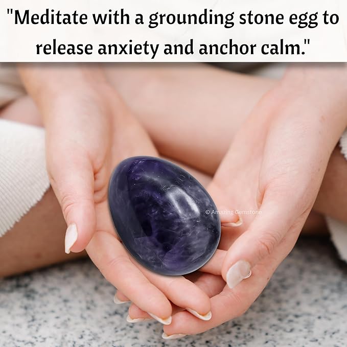 Amazing Gemstone Lepidolite Crystal Yoni Egg, 2 Inches - Premium Crystals and Healing Stones Yoni Egg for Pelvic Floor Health, Natural Healing Crystal Eggs for Meditation and Stress Relief