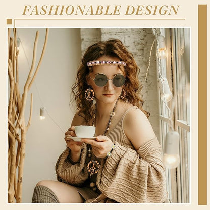 Batiyeer 6 Pcs Hippie Costume Accessories Set, Boho Peace Sign Daisy Flower 60s 70s Party Favors Decor for Groovy Party Women