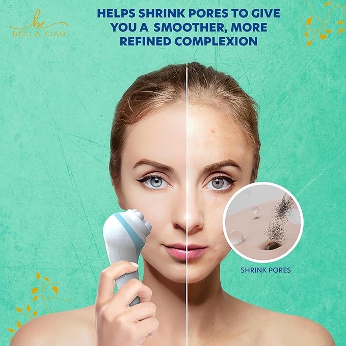 Bella Ciao 5-Piece Sonic Facial Cleansing Brush Set, Blue | Battery Operated Face Scrubber Exfoliator, Makeup Remover Skin Care Tools w/ 4 Attachments| Face Cleansing Brush, Skin Exfoliator for Body