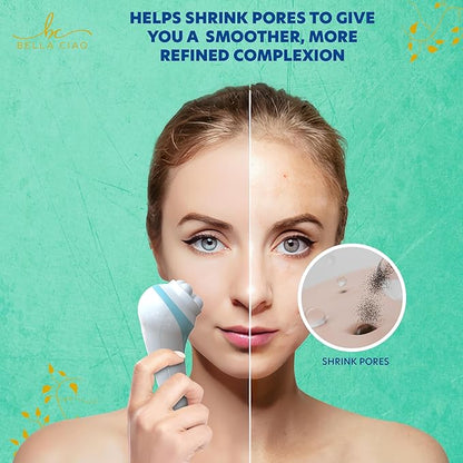 Bella Ciao 5-Piece Sonic Facial Cleansing Brush Set, Blue | Battery Operated Face Scrubber Exfoliator, Makeup Remover Skin Care Tools w/ 4 Attachments| Face Cleansing Brush, Skin Exfoliator for Body
