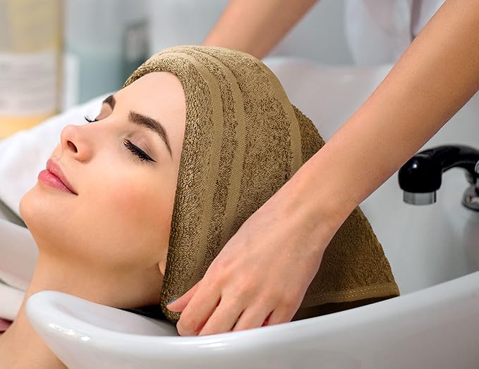 Utopia Towels Cotton Bleach Proof Salon Towel 16 by 27 inches, Bleach Safe Gym 100% Cotton Hand Towel, 24 Pack, Camel