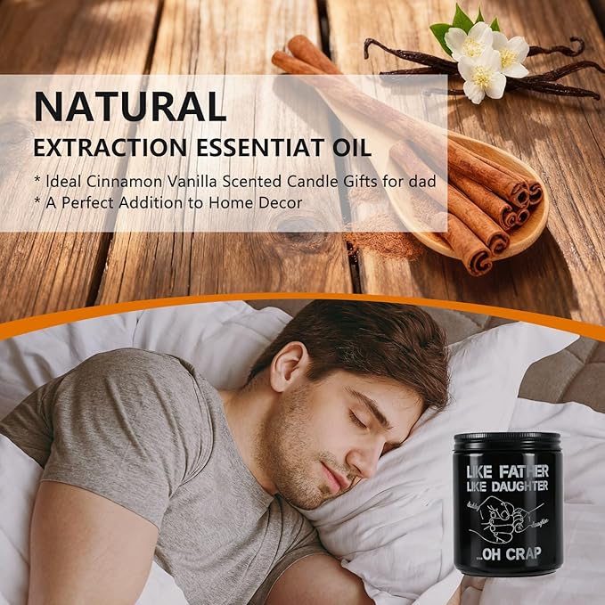 Like Father Like Daughter Candle Gift for Dad from Daughter，Cinnamon Vanilla Scented Candle 7oz Soy Wax Aromatherapy Candle,Gift for Daddy, Daughter, Father’s Day, Birthday, Christmas