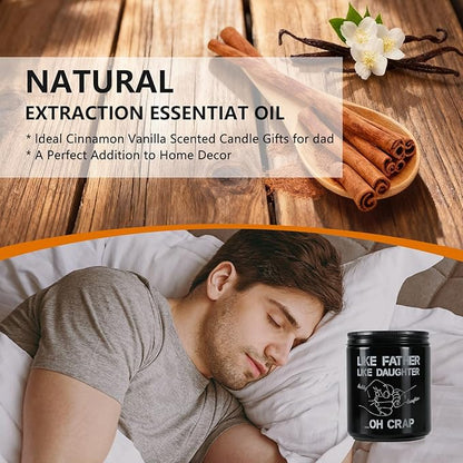 Like Father Like Daughter Candle Gift for Dad from Daughter，Cinnamon Vanilla Scented Candle 7oz Soy Wax Aromatherapy Candle,Gift for Daddy, Daughter, Father’s Day, Birthday, Christmas