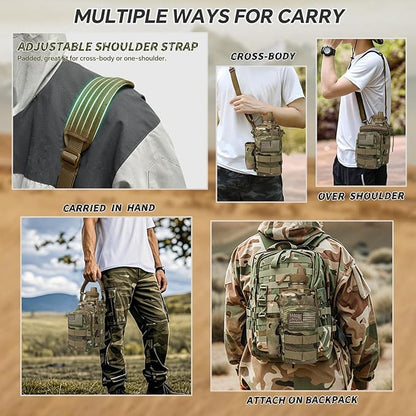 64 oz Insulated Water Bottle with Molle Sleeve-Tactical Half Gallon Stainless Steel Water Bottle with Strap&Paracord Handle for Gym Workout Hiking Hunting CP Camo