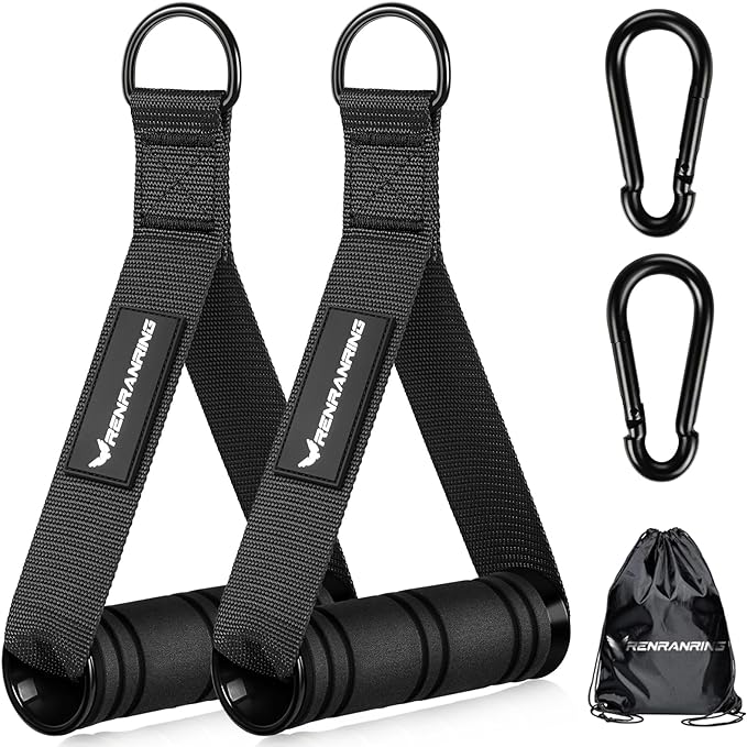 RENRANRING Gym Exercise Handles, Replacement Handle Attachments for Cable Machine Pulleys, Resistance Band and Strength Trainer, Pull Down Workout Accessories, Home Gym Add On Equipment
