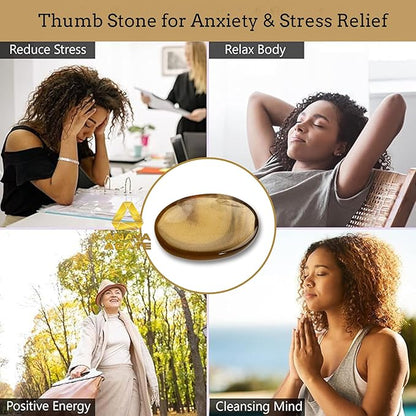 Yellow Fluorite Worry Stones – Crystal Thumb Worry Stone for Anxiety, Stress – Relaxing and Soothing Balance Stones for Meditation, Stress Relief – Healing Stones and Crystals for Men, Women