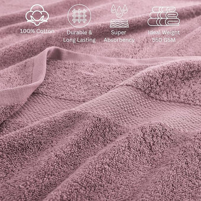 LANE LINEN 100% Cotton Bathroom Towels Set - 24 Pc - Ringspun, Quick Dry, Soft & Absorbent - 2 Bath Sheets, 4 Bath, 6 Hand Towels, 8 Washcloths, 4 Fingertip - Medium GSM, Regular Use - Wistful Mauve