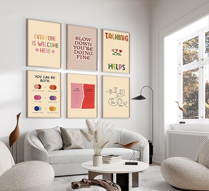 Mental Health Wall Art Therapy Office Psychology Wall Decor Self Care Quote Painting Picture Anxiety Relief Poster Calming Corner Prints Artwork for Office Home Studio Bedroom Living Room Home Decor (12*16)