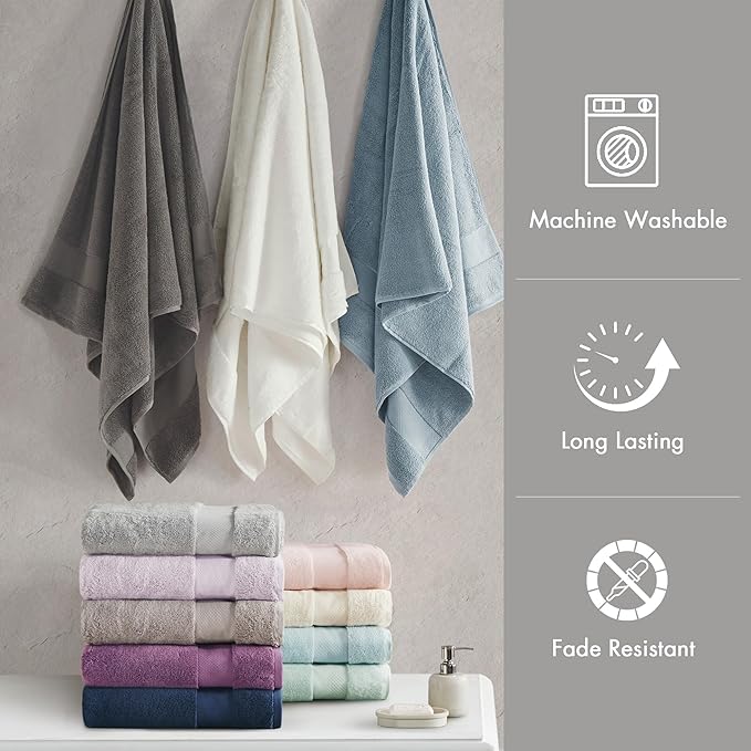 Madison Park Turkish 100% Cotton 600Gsm Luxury Premium Thick Soft Absorbent Hotel Bathroom Towel Set Shower Hand Face Washcloths, Assorted Sizes, Taupe 6 Piece