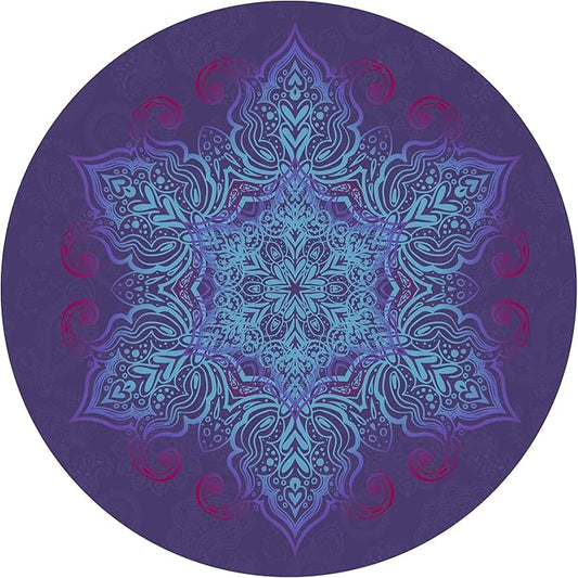 Round Meditation Pilates Yoga Mat Luxury Suede Large Yoga Mat Natural Rubber Non-Slip Base is ery Suitable for Meditation, Stretching, Yoga Environmental Protection, Fitness Exercise, Home and Outdoor. 140CM Diameter