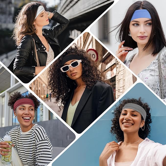 16Pcs Headbands for Women - Multicolor Absorb Sweat Non Slip Absorb Sweat Sports Hair Bands（ Soft Cotton Cloth Stretchy Headbands ）（Suitable for Fitness Yoga Outdoor Exercise ）