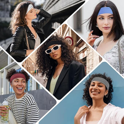 16Pcs Headbands for Women - Multicolor Absorb Sweat Non Slip Absorb Sweat Sports Hair Bands（ Soft Cotton Cloth Stretchy Headbands ）（Suitable for Fitness Yoga Outdoor Exercise ）