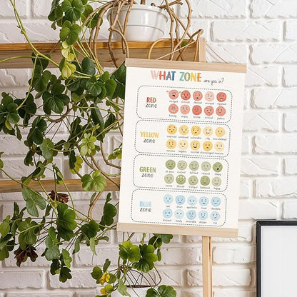Zones of Regulation Poster Hanger Frame,Counselor Office Decor, Mental Health Wall Art Banner for Classroom Kids Room Calm Down Corner School Therapy Office Decor, Emotions Feelings Posters, 12.5x17 Inch