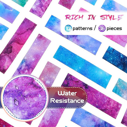 36 Pcs Anxiety Sensory Stickers Mental Health Stickers Fidget Textured Strips Toys Adhesive Tactile Calm Relief Items for Adults Desk School Counselor Classroom(Ink and Starry Sky)