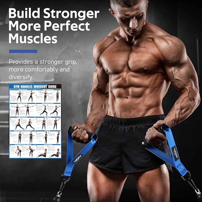 WALITO Exercise Handles, Replacement Cable Machine Attachments for Home Gym Equipment, Pulley System, Pilates, Resistance Bands, Strength Trainer, Heavy Duty Working Out Handles