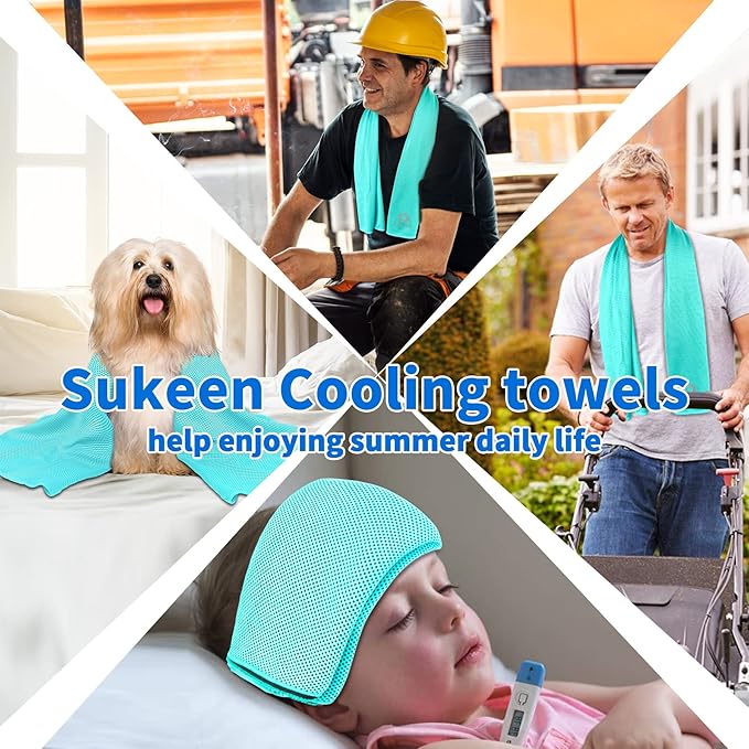 Sukeen [4 Pack Cooling Towel (40"x12"),Soft Microfiber Chilly Towel for Yoga,Sport,Running,Gym,Workout,Camping,Fitness,Workout & More Activities