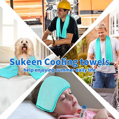Sukeen [4 Pack Cooling Towel (40"x12"),Soft Microfiber Chilly Towel for Yoga,Sport,Running,Gym,Workout,Camping,Fitness,Workout & More Activities