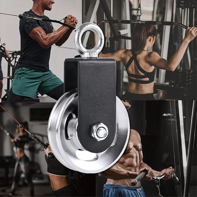 Pulley system for home gym, Aluminum GYM Pulley Wheel Universal Aluminum Alloy Bearing Pulley Wheel for Cable Machine Gym Equipment Part Garage Door