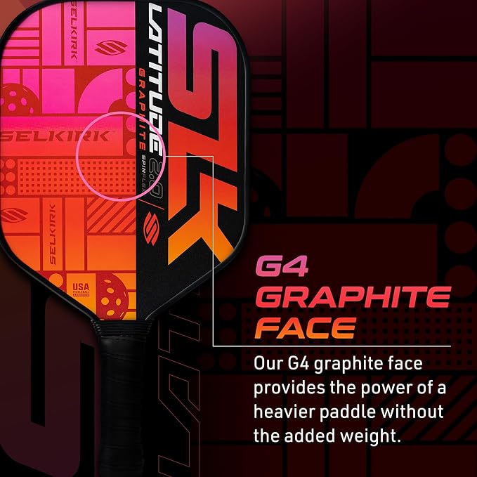 SLK Latitude 2.0 Pickleball Paddle | G4 Graphite Pickleball Paddle Face | Rev-Core+ Technology with SpinFlex Surface | Redesigned for Performance and Control