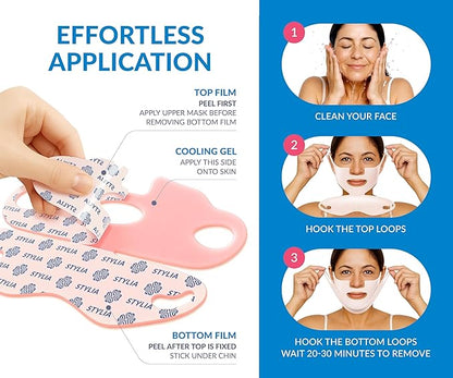 Stylia MaxiLift V-Line Lifting Collagen Face Mask – Enhanced Double Chin Reducer – Jawline Shaper Face Lifting Masks – Firming Neck Lift Collagen Mask – Chin Strap for Sleeping – Hyaluronic Aloe 5PC