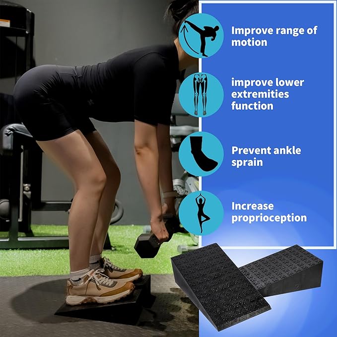 2 PCS Squat Wedge - Durable Slant Board for Calf Stretching, Can Support up to 1,500 lbs, Carry Bag, Non-slip pad Included