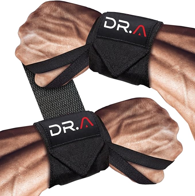 Doctor-Developed Gym Wrist Wraps/Lifting Wrist Straps for Weightlifting, Heavy Duty Gym Straps With Thumb Loops, Wrist Wraps for Working Out & Protection, Weight Lifting Wrist straps For Men & Women (Black)