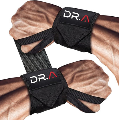 Doctor-Developed Gym Wrist Wraps/Lifting Wrist Straps for Weightlifting, Heavy Duty Gym Straps With Thumb Loops, Wrist Wraps for Working Out & Protection, Weight Lifting Wrist straps For Men & Women (Black)