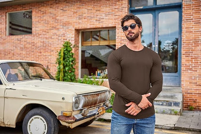COOFANDY Men 2 Pack Muscle Fitted T Shirt Gym Workout Athletic Long Sleeves Tee