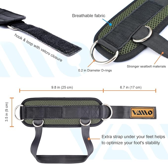 VAIIO Ankle Straps for Cable Machines,Adjustable Comfort fit Neoprene, Reinforce Double D-Ring - Premium Ankle Cuffs to Improve Abdominal Muscles, Lift The Butts, Tone The Legs for Men & Women