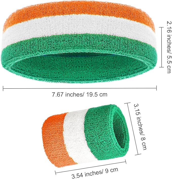WILLBOND 3 Pcs Sweatbands Set 80s 90s Neon Sports Headband Tennis Striped Sweat Band Sports Competitions Games for Men Women Party Supplies
