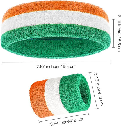 WILLBOND 3 Pcs Sweatbands Set 80s 90s Neon Sports Headband Tennis Striped Sweat Band Sports Competitions Games for Men Women Party Supplies
