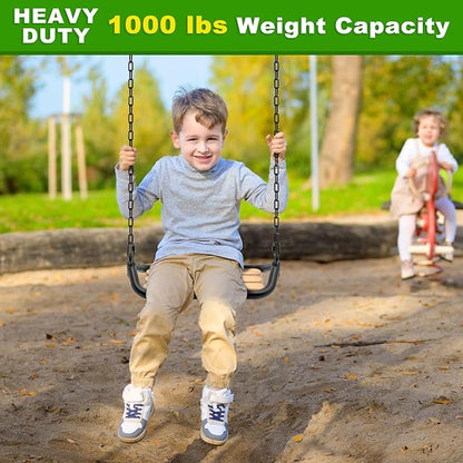 SELEWARE 2 Pack 60 Inch Hanging Swing Chain with 4 Carabiners, 1000LB Capacity Plastic Coated Hanging Chains, Hammock Hardware Kit for Swing, Hanging Chair, Punching Bags, Indoor Outdoor Gym (Black)
