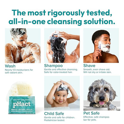 ANDREW LESSMAN pHact Moisture-Rich, Soap-Free Cleansing Bar. Natural Skin pH. Fragrance-Free. All Skin Types - Even Sensitive Skin. Hypoallergenic. Dermatologist Tested. 3 Pack 4.25 oz each