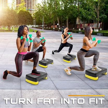 Yes4All 18.1" Aerobic Exercise Step Platform with 2 Risers, Adjustable Height Workout Stepper 3" 5.1" for Home Gym Step Up Exercise & Balance Training, Mulltiple Colors