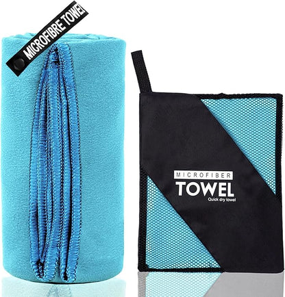 Microfiber Travel Towel, Soft Lightweight Quick Dry Towel, Super Absorbent Compact Travel & Sports & Beach Towels for Camping, Backpack, Gym, Swimming, Yoga, Hiking (L:24"×48" -Light Blue)