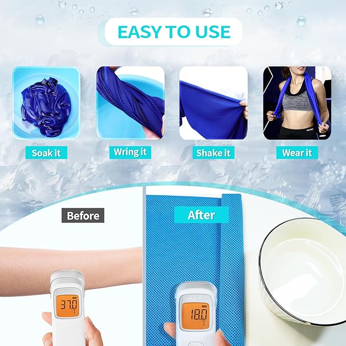 Cooling Towels for Neck/Face Ice Towel Cooling Neck Wraps for Hot Weather Sweat Towels Microfiber Chilly Towel cold Rags Soft Breathable Quick Dry for Indoor /Outdoor/Yoga/ Gym/Working out（40''x12''）